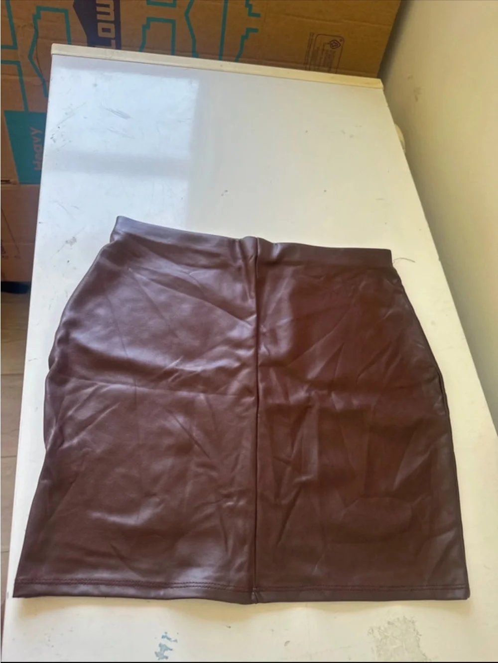 Charlotte Russe Chocolate Brown Faux Leather Mini Skirt